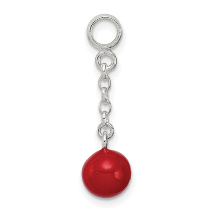 Sterlingsilber Rot Emailliert Perle 1/2 Zoll Hängend Enhancer