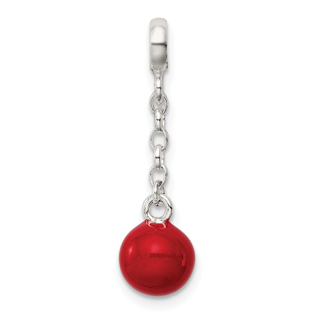 Sterlingsilber Rot Emailliert Perle 1/2 Zoll Hängend Enhancer