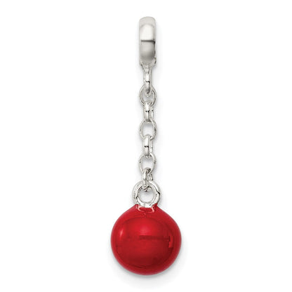 Sterlingsilber Rot Emailliert Perle 1/2 Zoll Hängend Enhancer