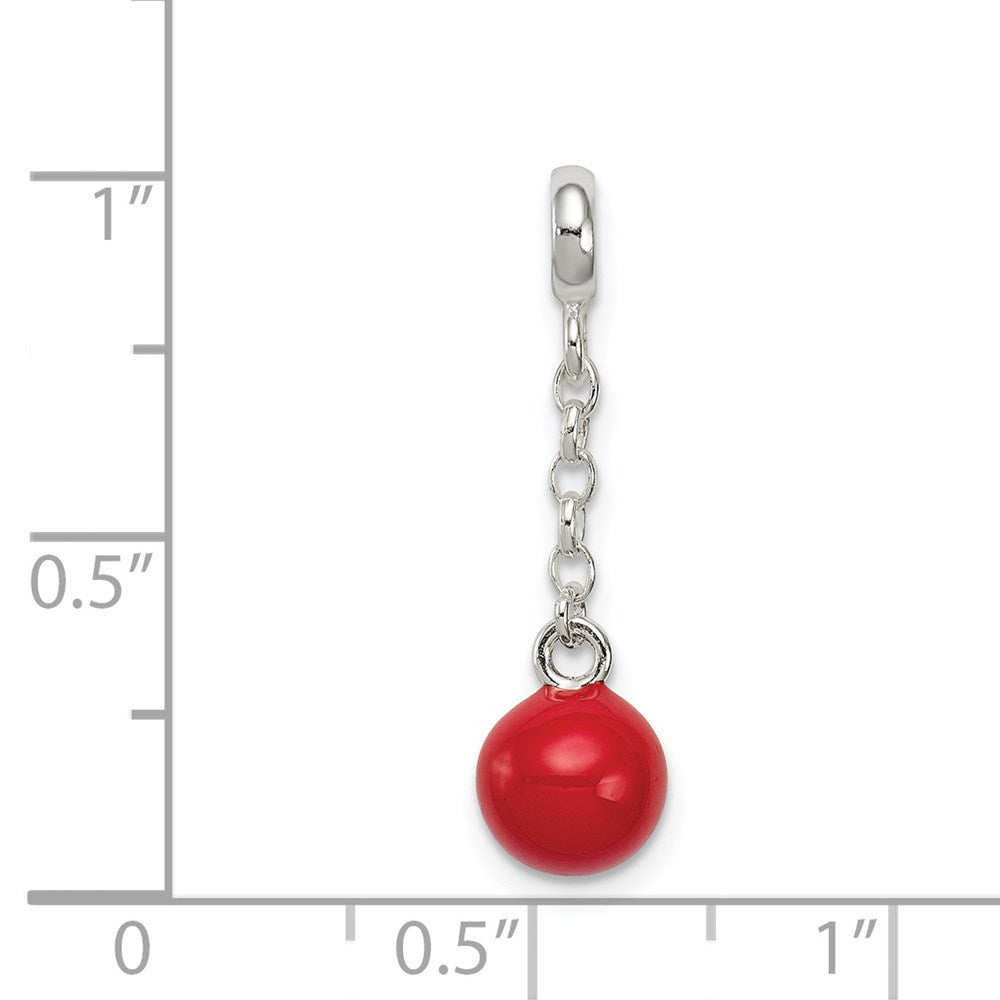 Sterlingsilber Rot Emailliert Perle 1/2 Zoll Hängend Enhancer