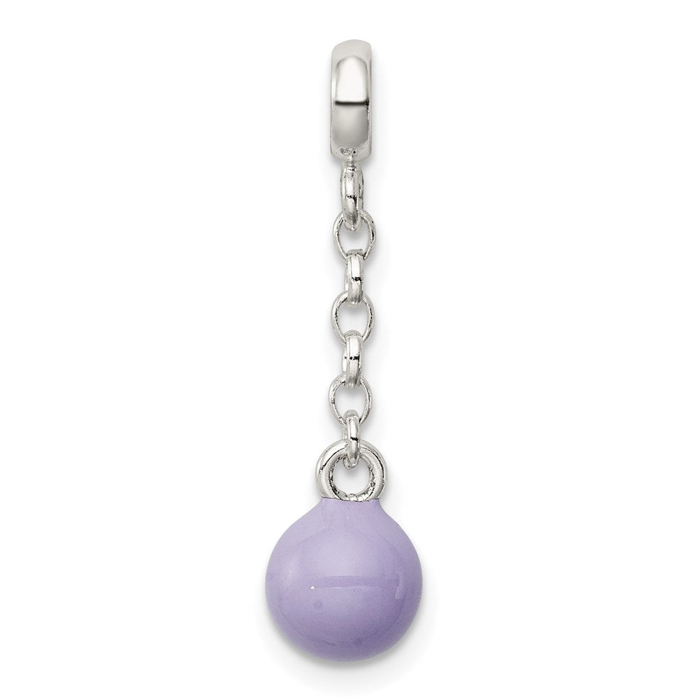 Sterlingsilber Lilac Emaille Perle 1/2 Zoll Hängend Enhancer