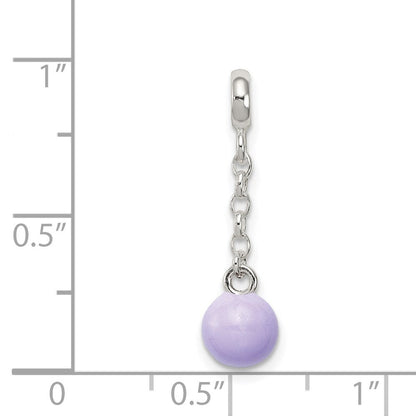 Sterlingsilber Lilac Emaille Perle 1/2 Zoll Hängend Enhancer