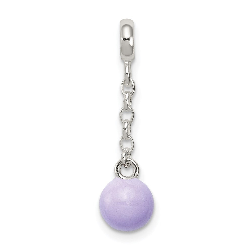 Sterlingsilber Lilac Emaille Perle 1/2 Zoll Hängend Enhancer