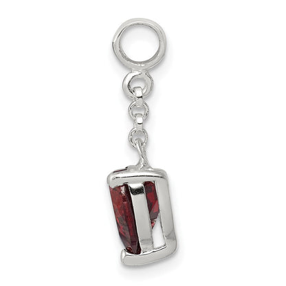 Sterlingsilber Dunkel Rot Zirkonia Herz 1/2 Zoll Hängend Enhancer