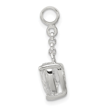 Sterlingsilber Klar Zirkonia Herz 1/2 Zoll Hängend Enhancer