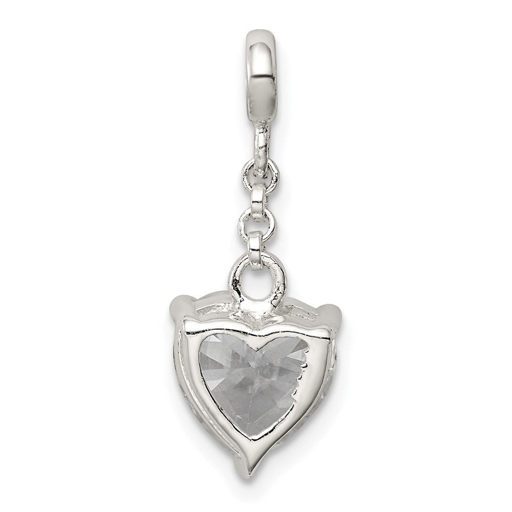 Sterlingsilber Klar Zirkonia Herz 1/2 Zoll Hängend Enhancer