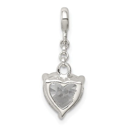 Sterlingsilber Klar Zirkonia Herz 1/2 Zoll Hängend Enhancer