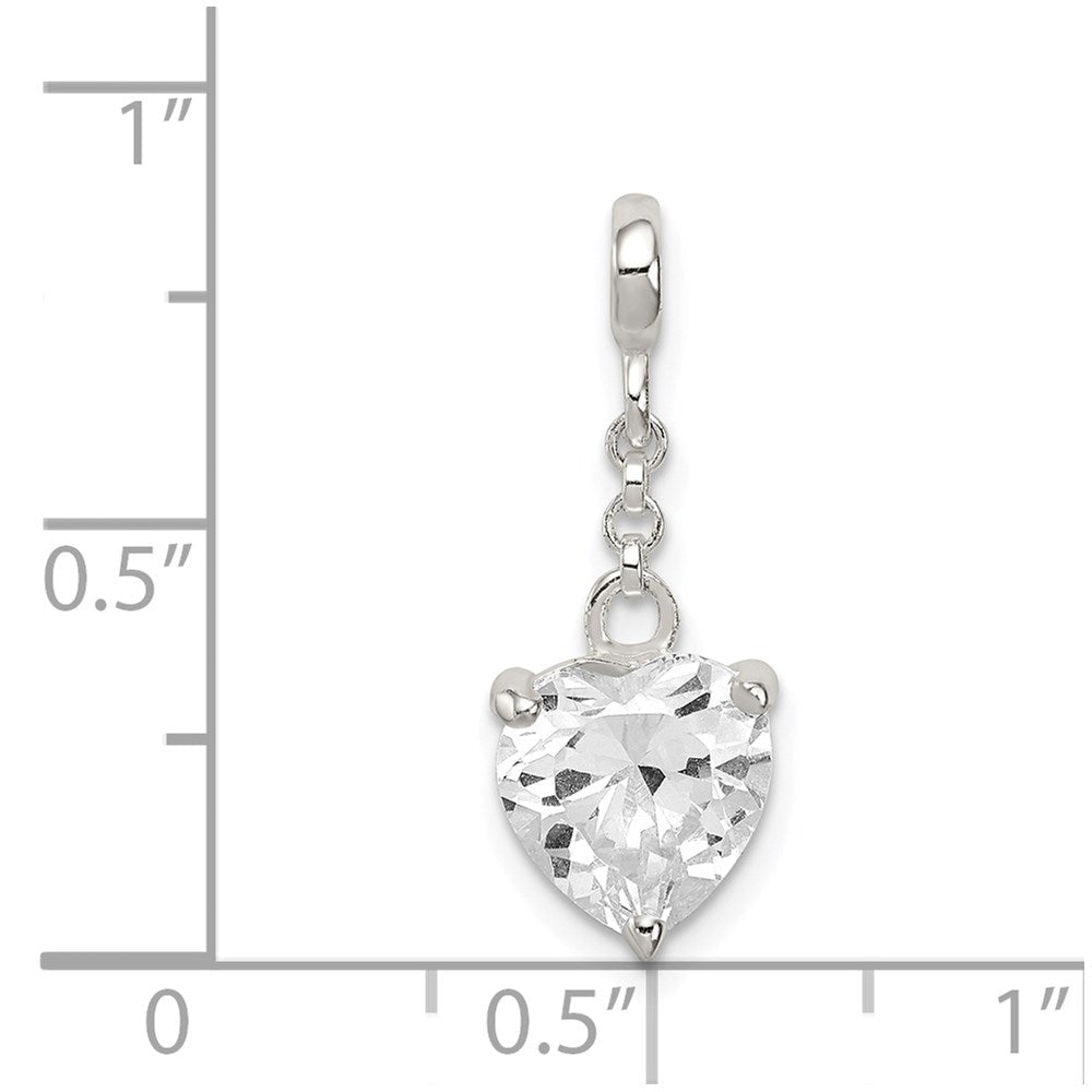 Sterlingsilber Klar Zirkonia Herz 1/2 Zoll Hängend Enhancer
