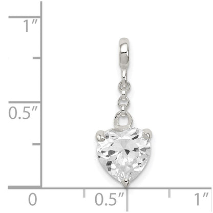 Sterlingsilber Klar Zirkonia Herz 1/2 Zoll Hängend Enhancer