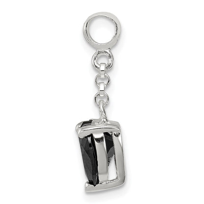Sterlingsilber Schwarz Zirkonia Herz 1/2 Zoll Hängend Enhancer