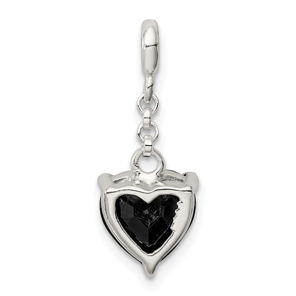 Sterlingsilber Schwarz Zirkonia Herz 1/2 Zoll Hängend Enhancer