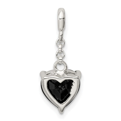 Sterlingsilber Schwarz Zirkonia Herz 1/2 Zoll Hängend Enhancer