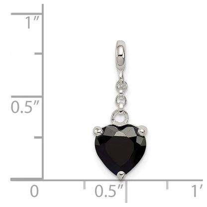 Sterlingsilber Schwarz Zirkonia Herz 1/2 Zoll Hängend Enhancer