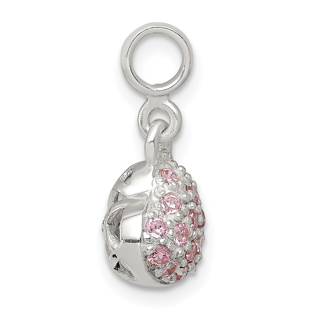 Sterlingsilber Rosa Zirkonia Gewölbt Herz Enhancer