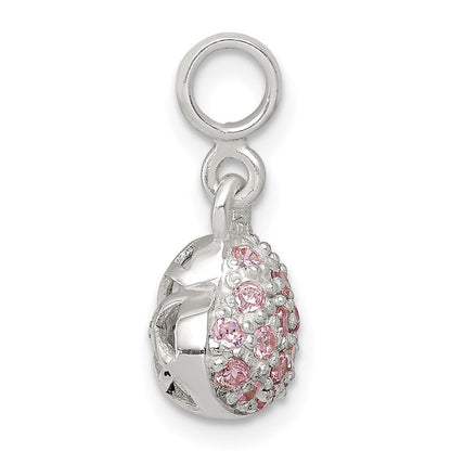 Sterlingsilber Rosa Zirkonia Gewölbt Herz Enhancer