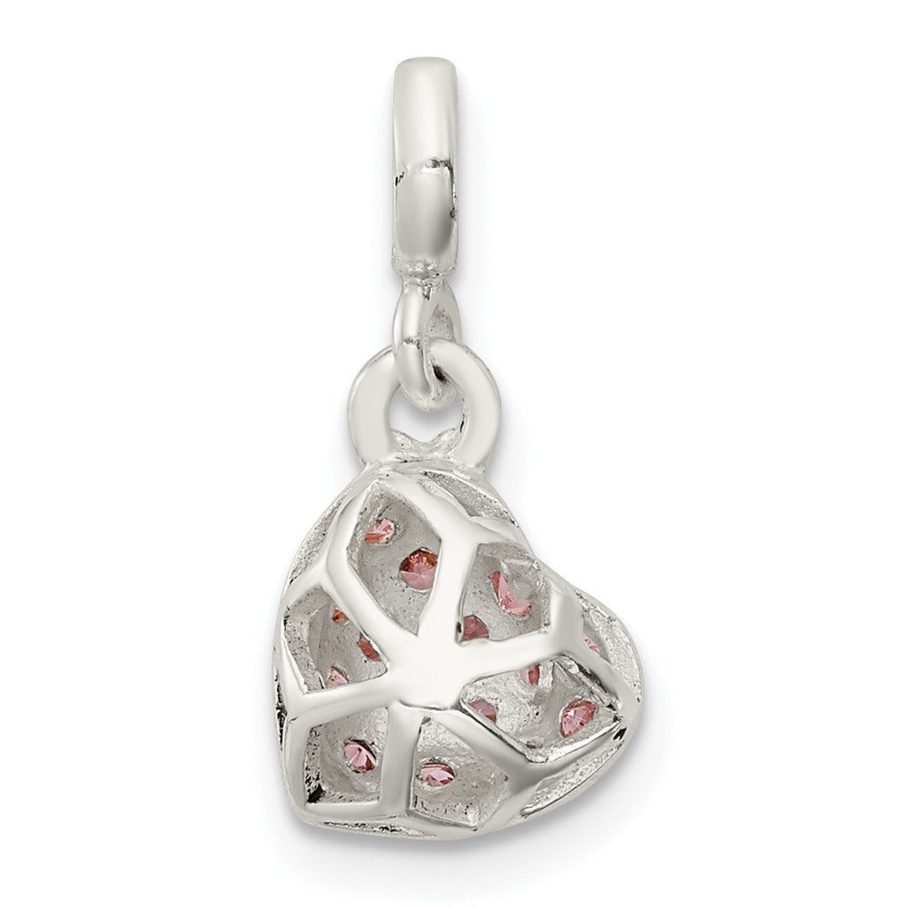Sterlingsilber Rosa Zirkonia Gewölbt Herz Enhancer