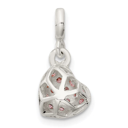 Sterlingsilber Rosa Zirkonia Gewölbt Herz Enhancer