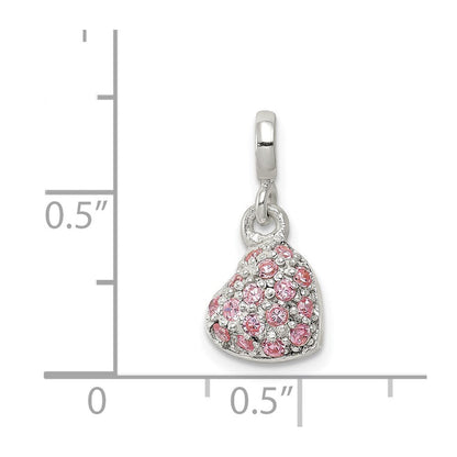 Sterlingsilber Rosa Zirkonia Gewölbt Herz Enhancer