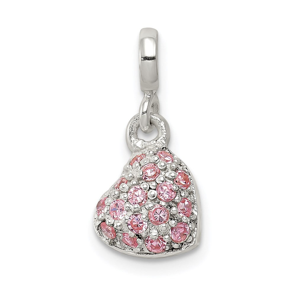 Sterlingsilber Rosa Zirkonia Gewölbt Herz Enhancer