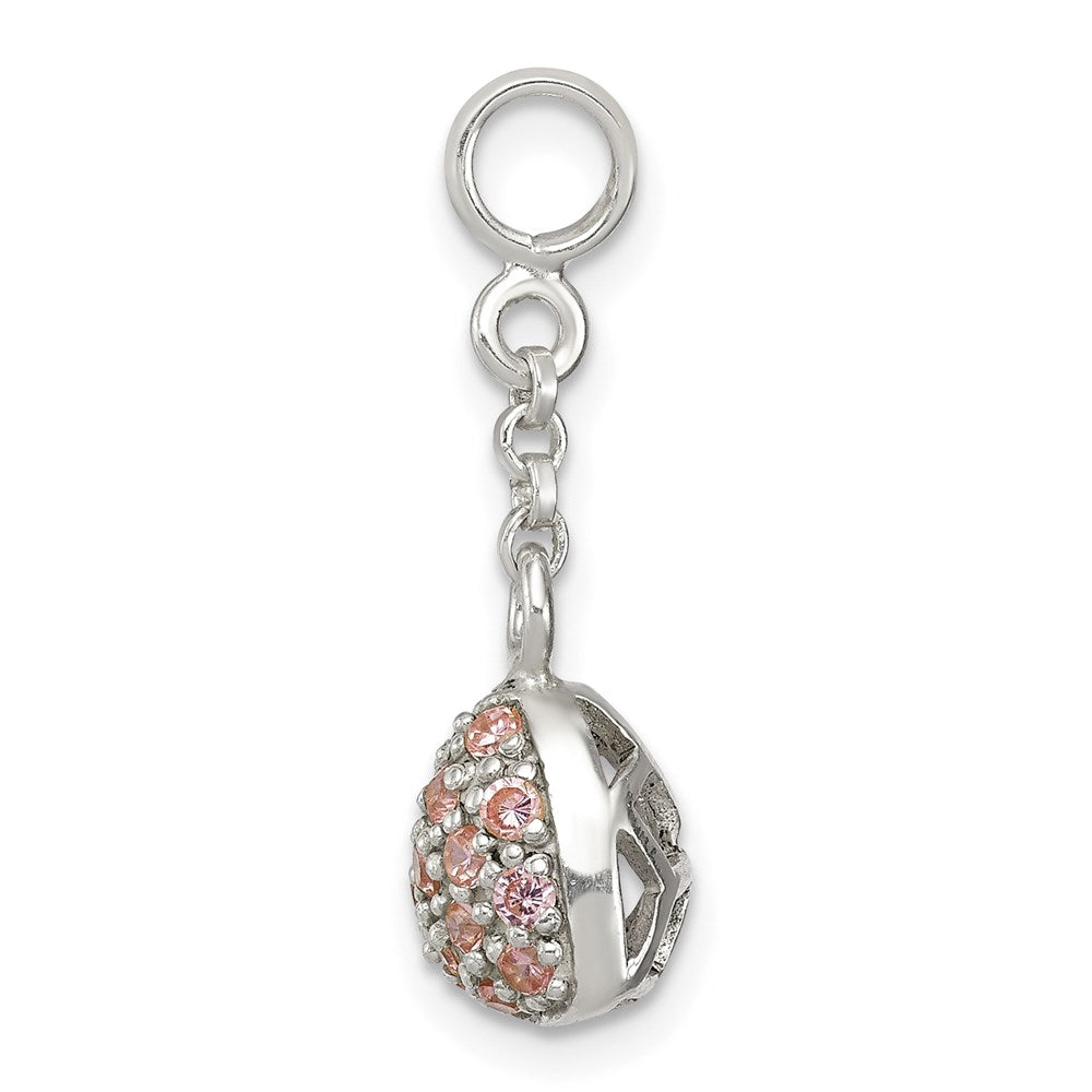 Sterlingsilber Rosa Zirkonia Gewölbt Herz 1/2 Zoll Hängend Enhancer