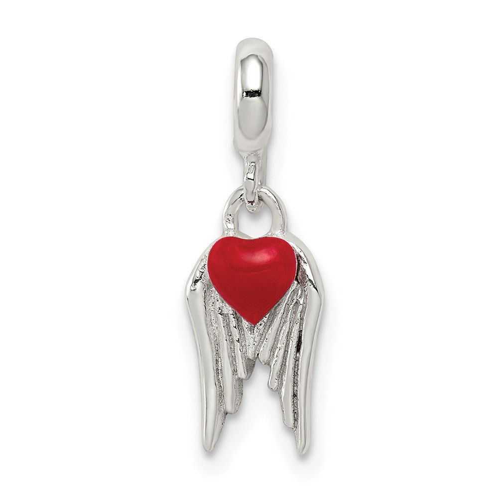 Sterlingsilber Rot Emailliert Herz mit Flügel Enhancer