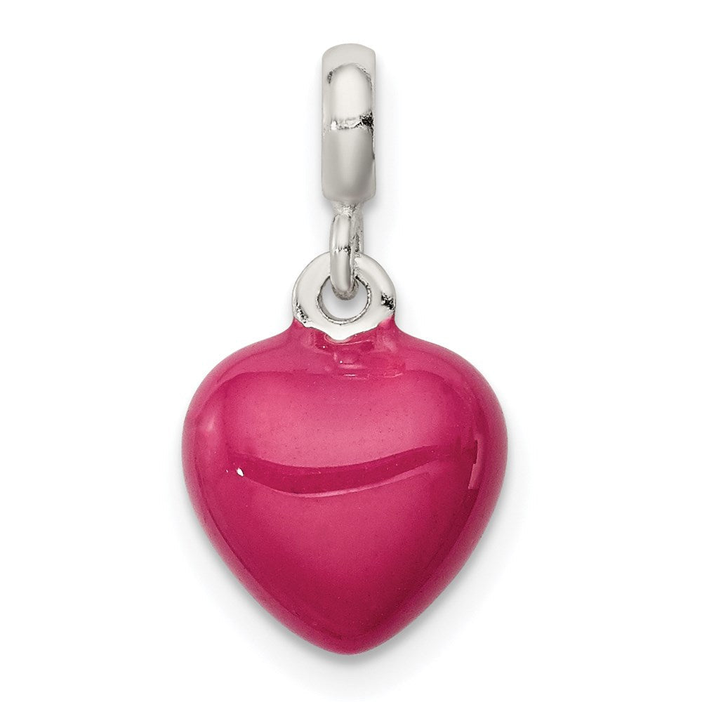 Sterlingsilber Rosa Emaille Herz Enhancer