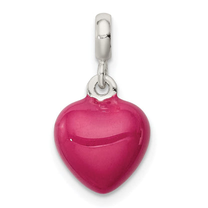 Sterlingsilber Rosa Emaille Herz Enhancer
