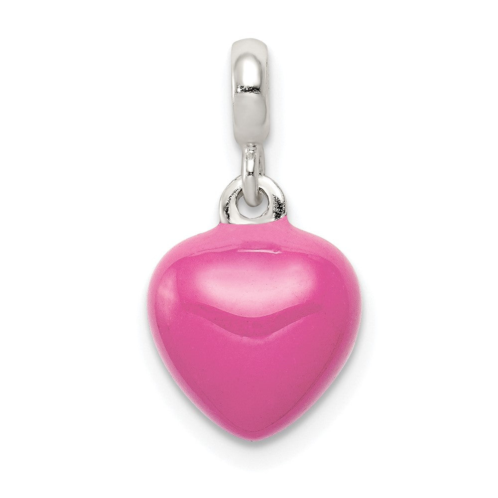 Sterlingsilber Rosa Emaille Herz Enhancer