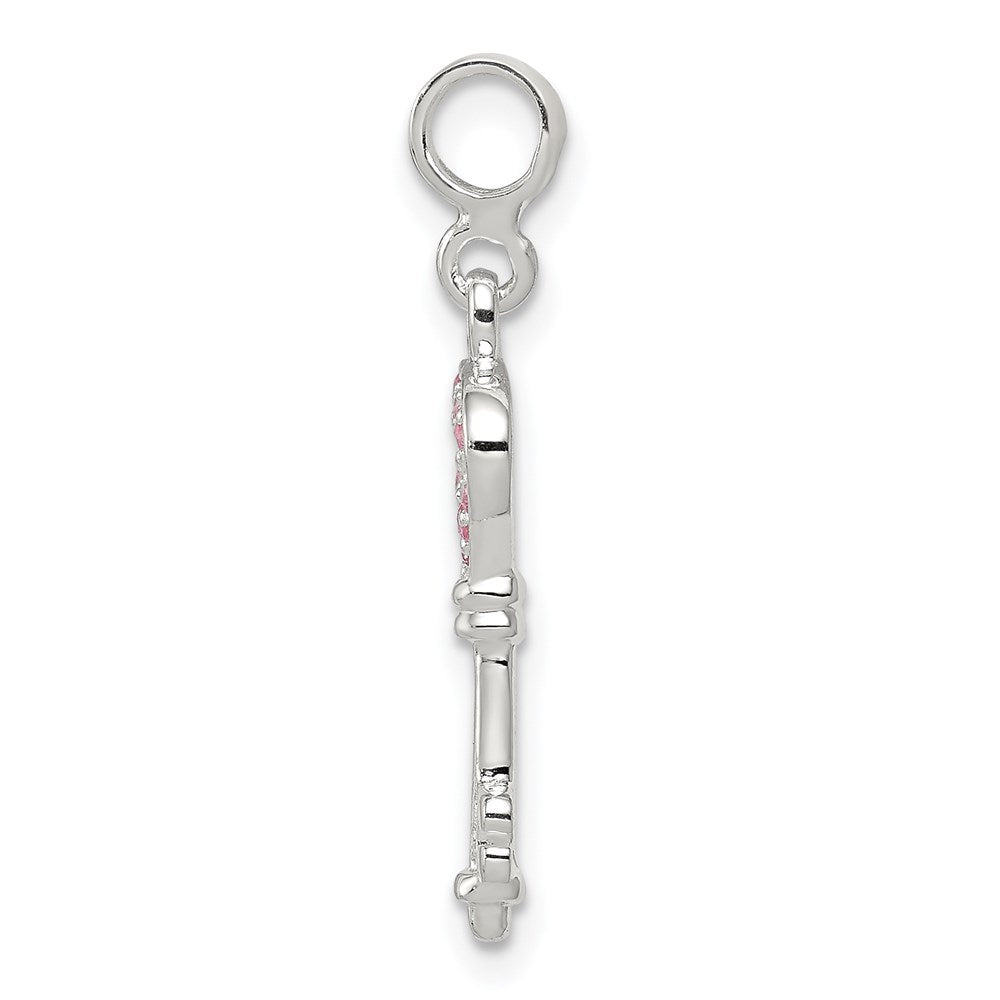 Sterlingsilber Key mit Rosa Zirkonia Herz Enhancer