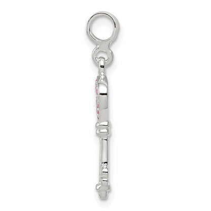 Sterlingsilber Key mit Rosa Zirkonia Herz Enhancer