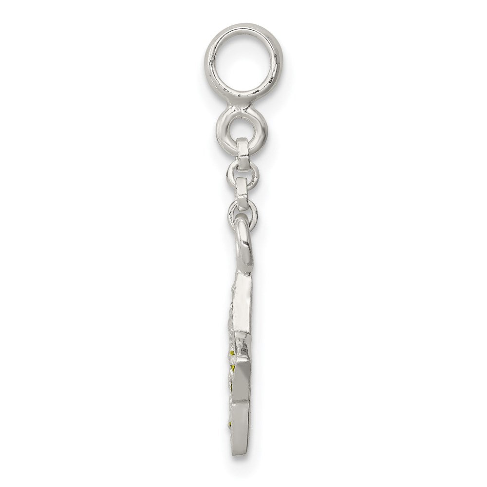 Sterlingsilber Grün Zirkonia Stern 1/2 Zoll Hängend Enhancer