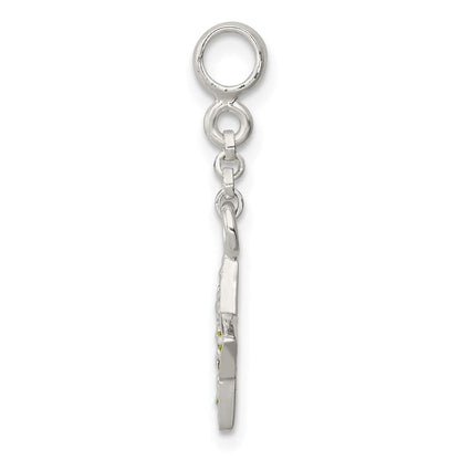 Sterlingsilber Grün Zirkonia Stern 1/2 Zoll Hängend Enhancer