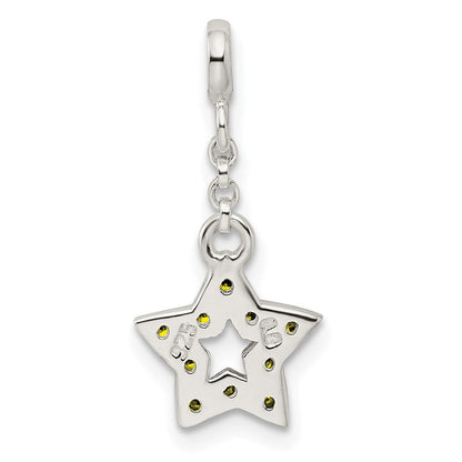 Sterlingsilber Grün Zirkonia Stern 1/2 Zoll Hängend Enhancer