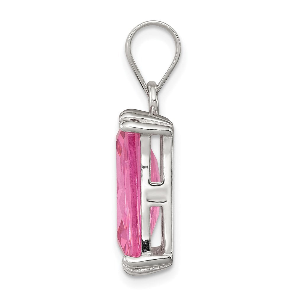 Sterlingsilber Rechteck Rosa Zirkonia Anhänger