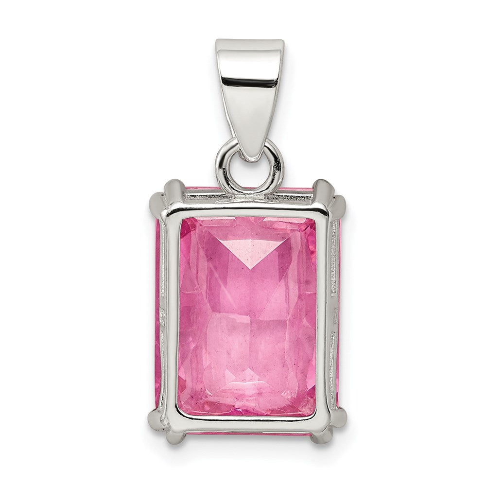 Sterlingsilber Rechteck Rosa Zirkonia Anhänger