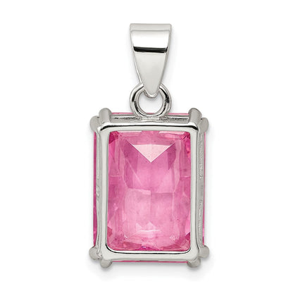 Sterlingsilber Rechteck Rosa Zirkonia Anhänger