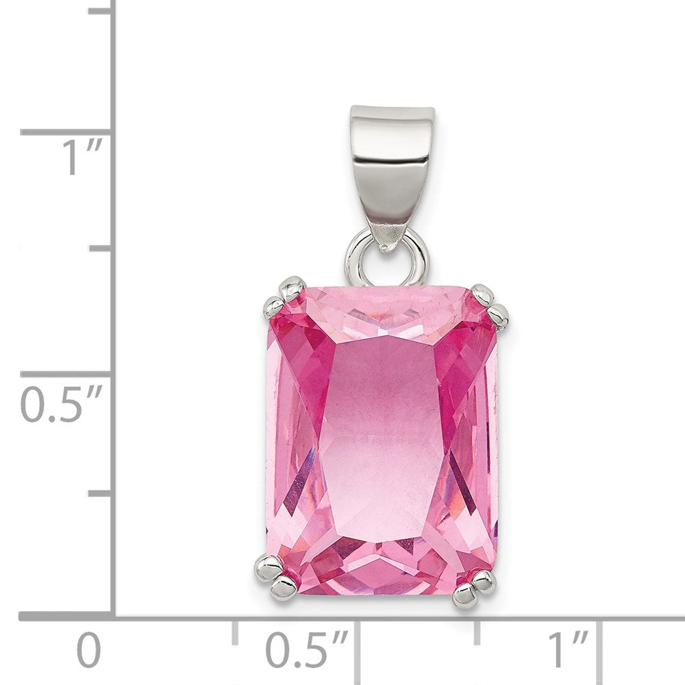 Sterlingsilber Rechteck Rosa Zirkonia Anhänger