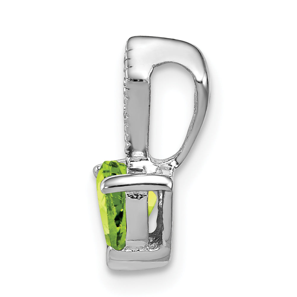 Sterlingsilber Rhodiniert Diamant und Peridot Herz Anhänger