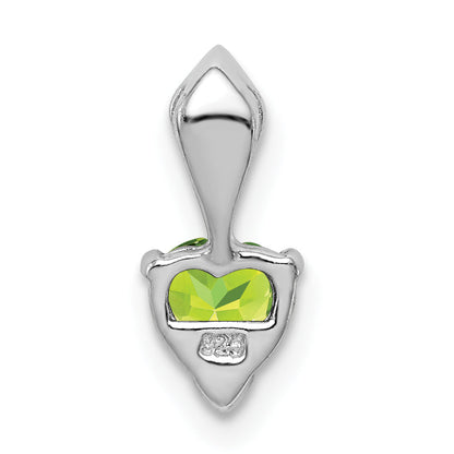 Sterlingsilber Rhodiniert Diamant und Peridot Herz Anhänger