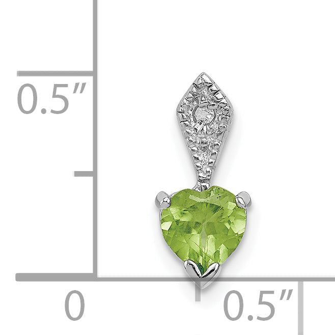 Sterlingsilber Rhodiniert Diamant und Peridot Herz Anhänger