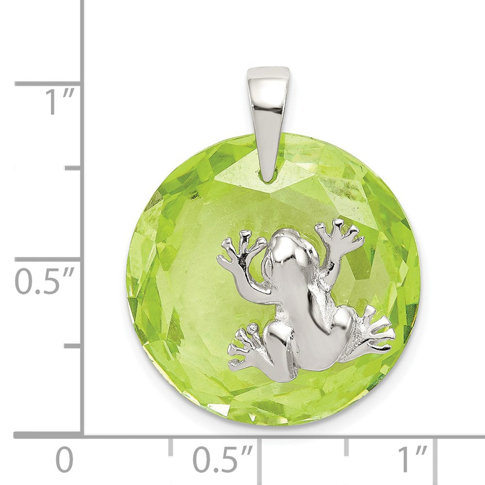 Sterlingsilber Rhodiniert Grün Zirkonia Frosch Anhänger