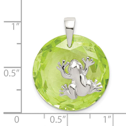 Sterlingsilber Rhodiniert Grün Zirkonia Frosch Anhänger