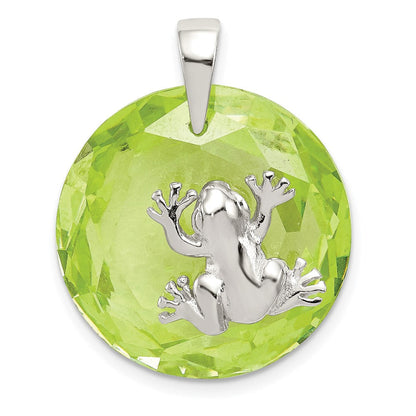 Sterlingsilber Rhodiniert Grün Zirkonia Frosch Anhänger