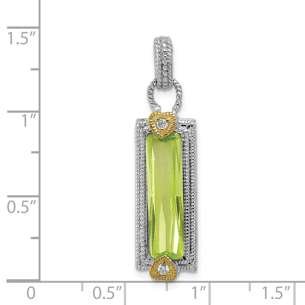 Sterlingsilber & Vermeil Licht Grün Zirkonia Anhänger