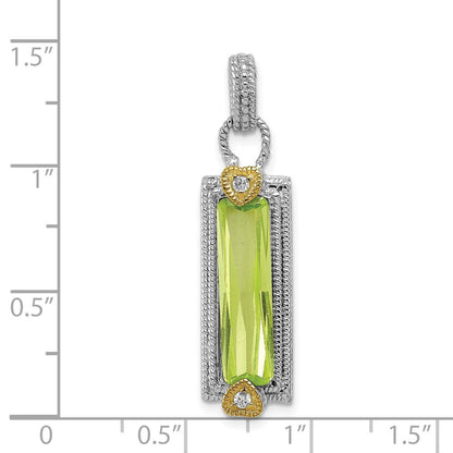 Sterlingsilber & Vermeil Licht Grün Zirkonia Anhänger