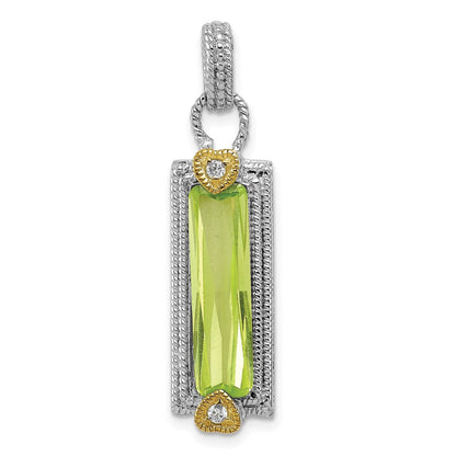 Sterlingsilber & Vermeil Licht Grün Zirkonia Anhänger