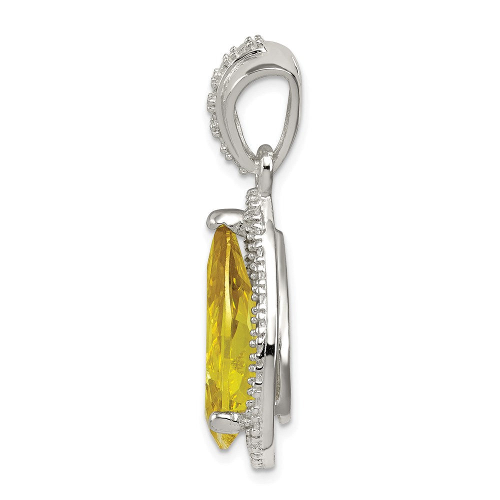 Sterlingsilber Tropfen Form Yellowish Grün Zirkonia Anhänger