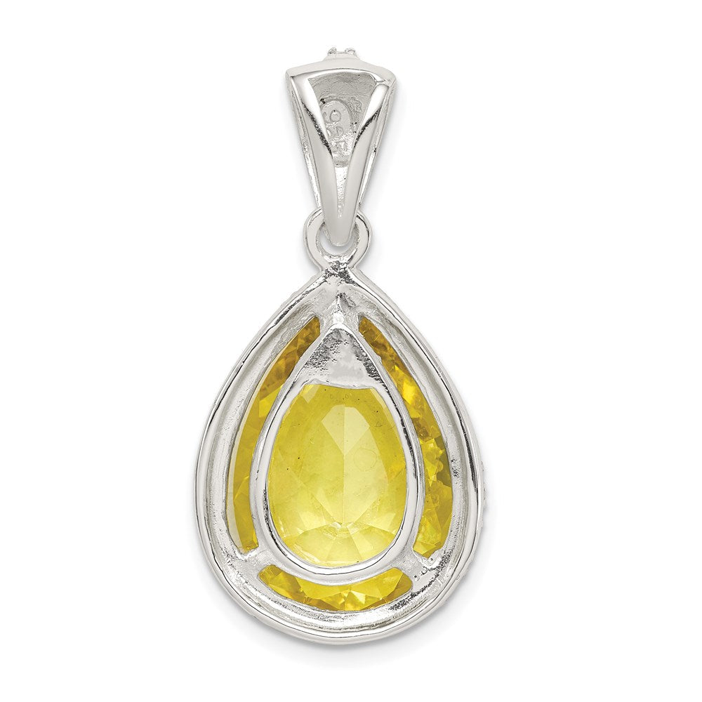 Sterlingsilber Tropfen Form Yellowish Grün Zirkonia Anhänger