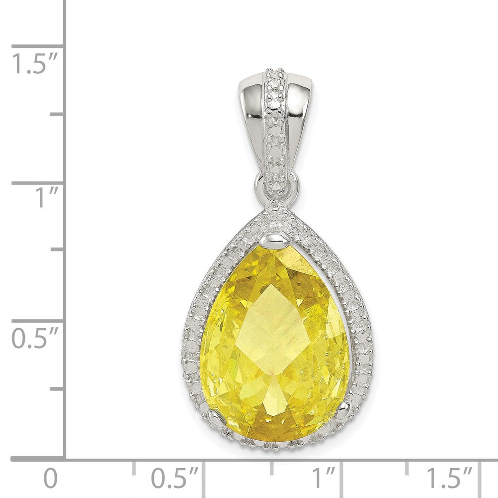 Sterlingsilber Tropfen Form Yellowish Grün Zirkonia Anhänger