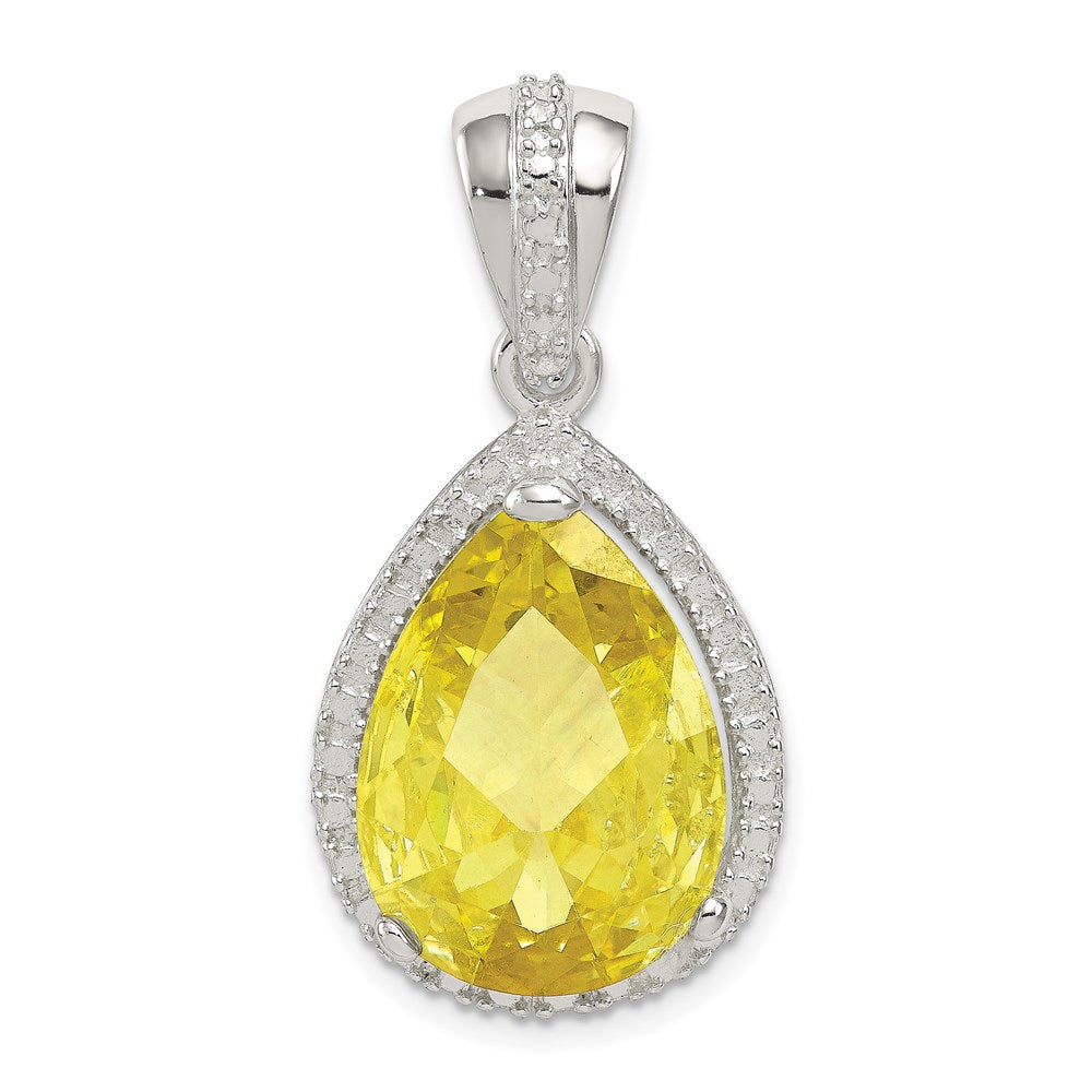 Sterlingsilber Tropfen Form Yellowish Grün Zirkonia Anhänger